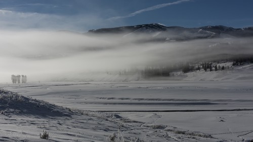 Morgennebel im Lamar Valley, die Gegend wird Icebox Canyon genannt (-32°C)   (Klicken zum öffnen)