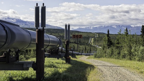 Alaska Pipeline kurz vor Delta Junction, Richardson Highway   (Klicken zum öffnen)