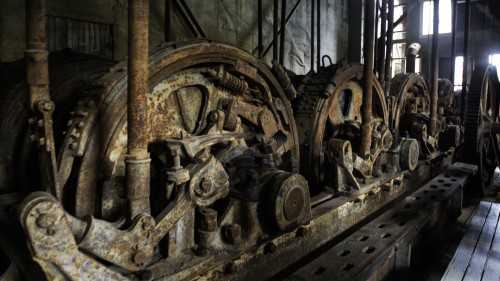 Innenleben einer Dredge, Klondyke River   (Klicken zum öffnen)