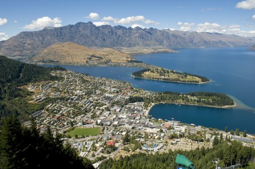 Queenstown am Lake Wakatipu, Blick von der Skyline-Aussichtsplattform   (Klicken zum öffnen)