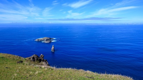 Motu Nui, die Insel, von der die Vogelmänner die Eier zurückbrachten. Distanz 1 Weg ca. 1.5km   (Klicken zum öffnen)